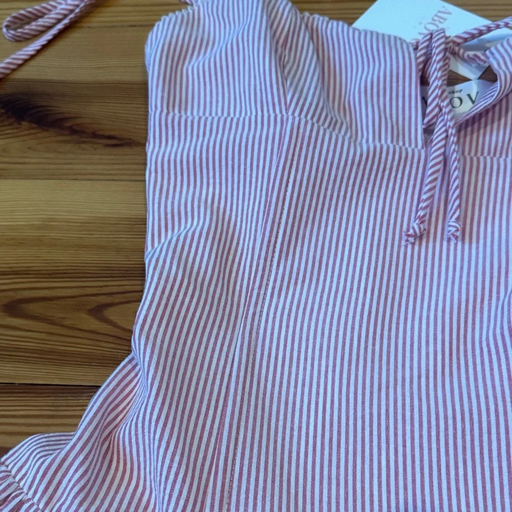 NWT ABOVO Pink Striped Dress with Tie Straps and keyhole - Picture 5 of 9